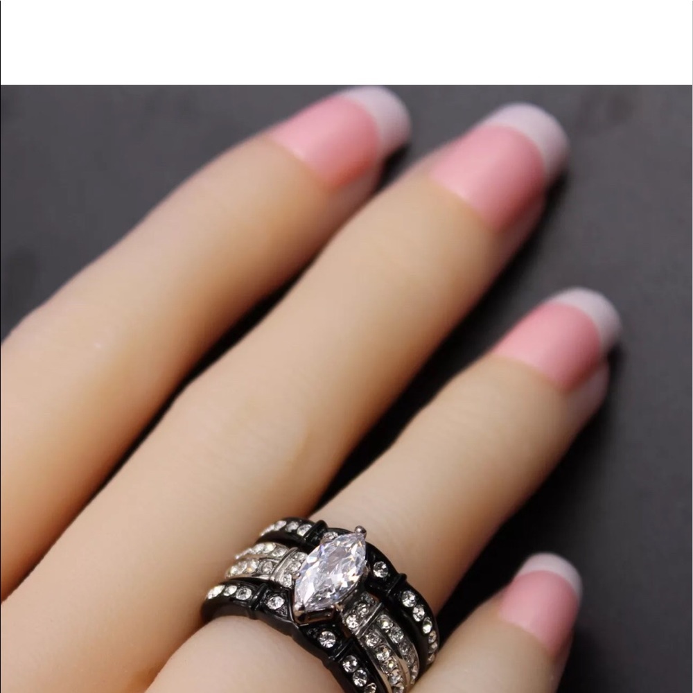 Marquis Wedding Band Set-Hypoallergenic-NEW!